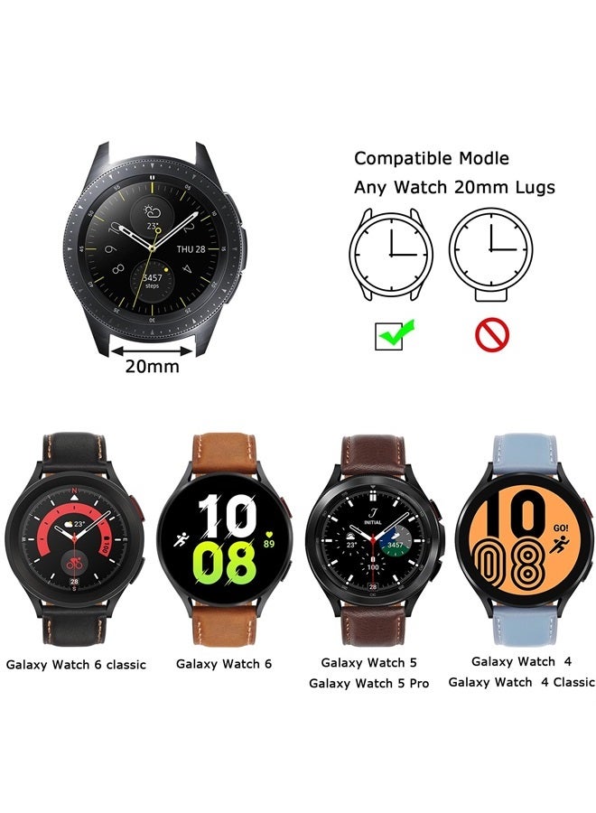 Tasikar أحزمة جلدية 20 مم متوافقة مع ساعة سامسونج جالكسي 6/5/4/ساعة 6 كلاسيك 43 مم 47 مم/ساعة 5 برو، سوار جلد حقيقي لساعة جالكسي 4 كلاسيك/ساعة 3، ضوء النجوم - Image 3