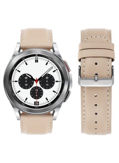 Tasikar 20mm Leather Bands Compatible with Samsung Galaxy Watch 6/5/4 Band/Watch 6 Classic 43mm 47mm/Watch 5 Pro Band, Genuine Leather Strap Bracelet for Galaxy Watch 4 Classic/Watch 3, Starlight  - Image 2
