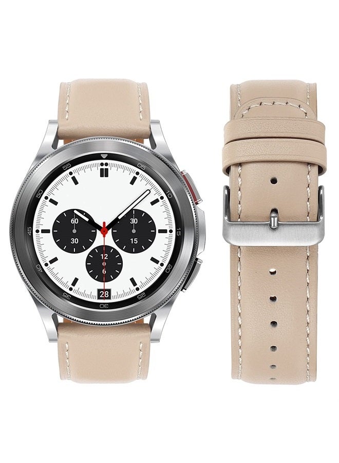 Tasikar أحزمة جلدية 20 مم متوافقة مع ساعة سامسونج جالكسي 6/5/4/ساعة 6 كلاسيك 43 مم 47 مم/ساعة 5 برو، سوار جلد حقيقي لساعة جالكسي 4 كلاسيك/ساعة 3، ضوء النجوم - Image 2