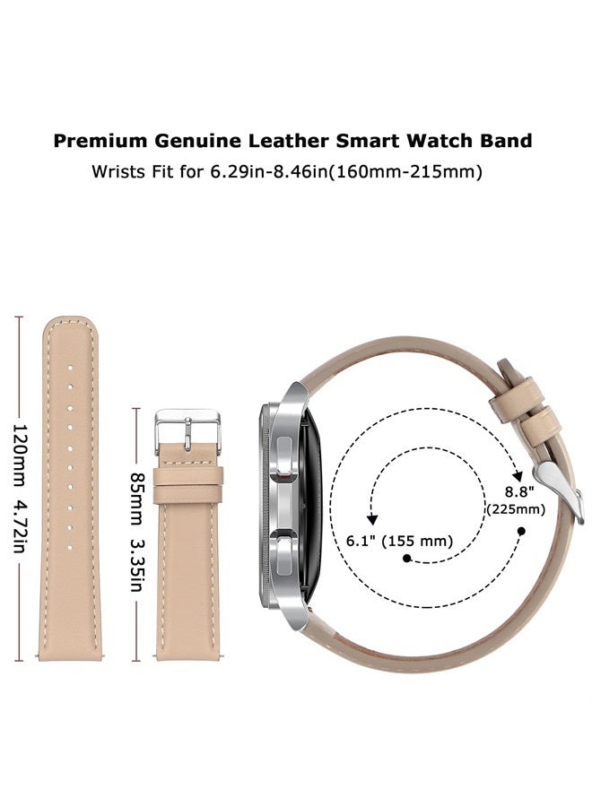 Tasikar أحزمة جلدية 20 مم متوافقة مع ساعة سامسونج جالكسي 6/5/4/ساعة 6 كلاسيك 43 مم 47 مم/ساعة 5 برو، سوار جلد حقيقي لساعة جالكسي 4 كلاسيك/ساعة 3، ضوء النجوم - Image 4