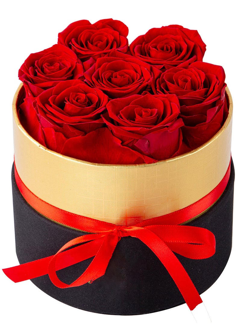 Excefore 7 Pcs Preserved Red Roses in Round Box Real Roses that Last a Year - Image 1