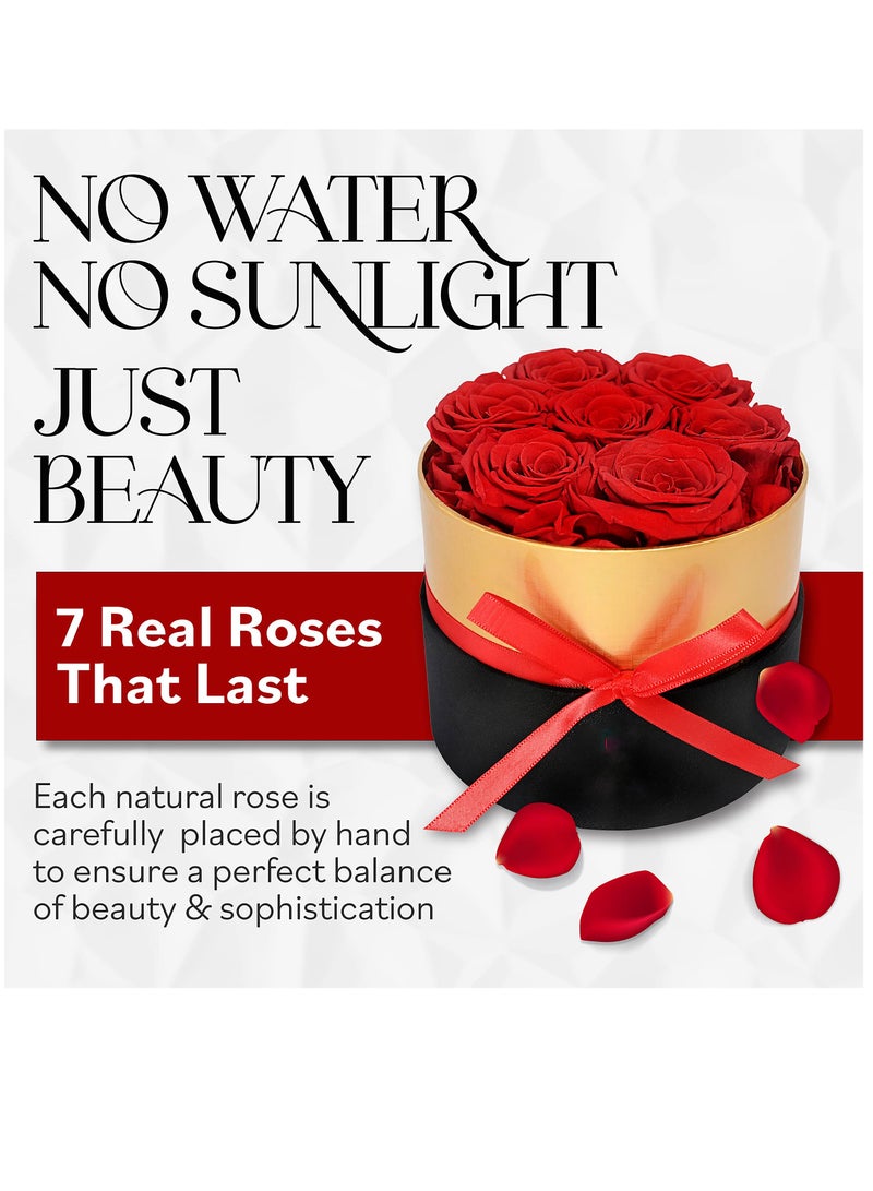 Excefore 7 Pcs Preserved Red Roses in Round Box Real Roses that Last a Year - Image 5
