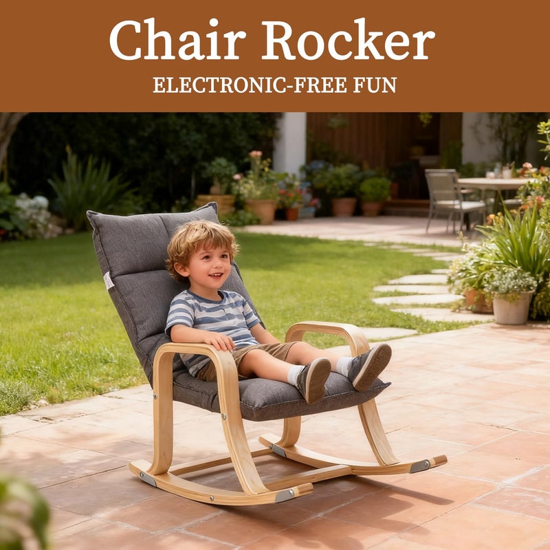 Swegrow Kids' Reclinersï¼ŒRocker and Stationary Options, Sensory Rocking Chair for Kids & Toddlersï¼ŒVersatile Floor Chair with Soft Fabric and Stability for Playroom, Bedroom, or Nursery (Gray) - Image 4