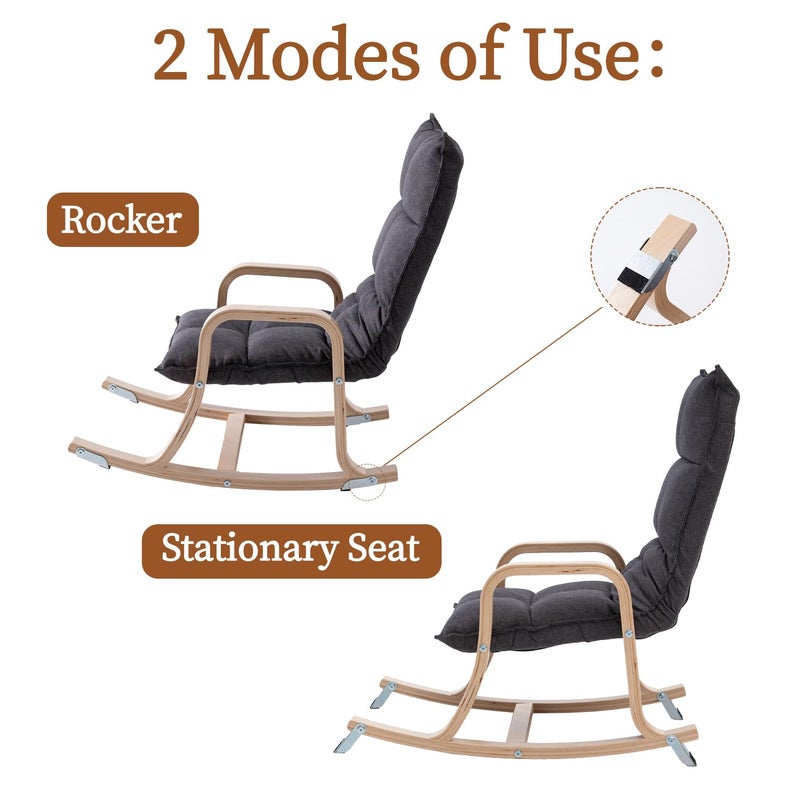 Swegrow Kids' Reclinersï¼ŒRocker and Stationary Options, Sensory Rocking Chair for Kids & Toddlersï¼ŒVersatile Floor Chair with Soft Fabric and Stability for Playroom, Bedroom, or Nursery (Gray) - Image 5