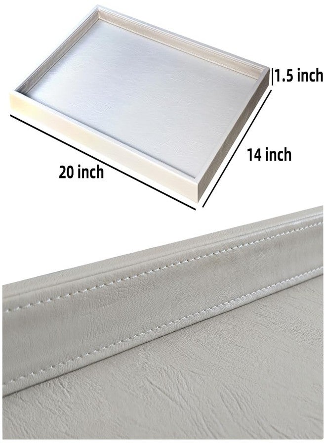 QAVOL 20 * 14 inches High-End Light Luxury Leather Rectangle Oversized Service Tray for Ottoman Tray, Coffee, Food, Family Dinner, Picnic, Party Essentials (Beige, 20 * 14 inch) - Image 5