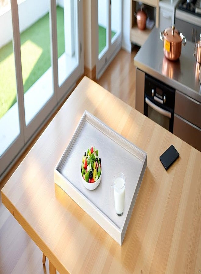 QAVOL 20 * 14 inches High-End Light Luxury Leather Rectangle Oversized Service Tray for Ottoman Tray, Coffee, Food, Family Dinner, Picnic, Party Essentials (Beige, 20 * 14 inch) - Image 3