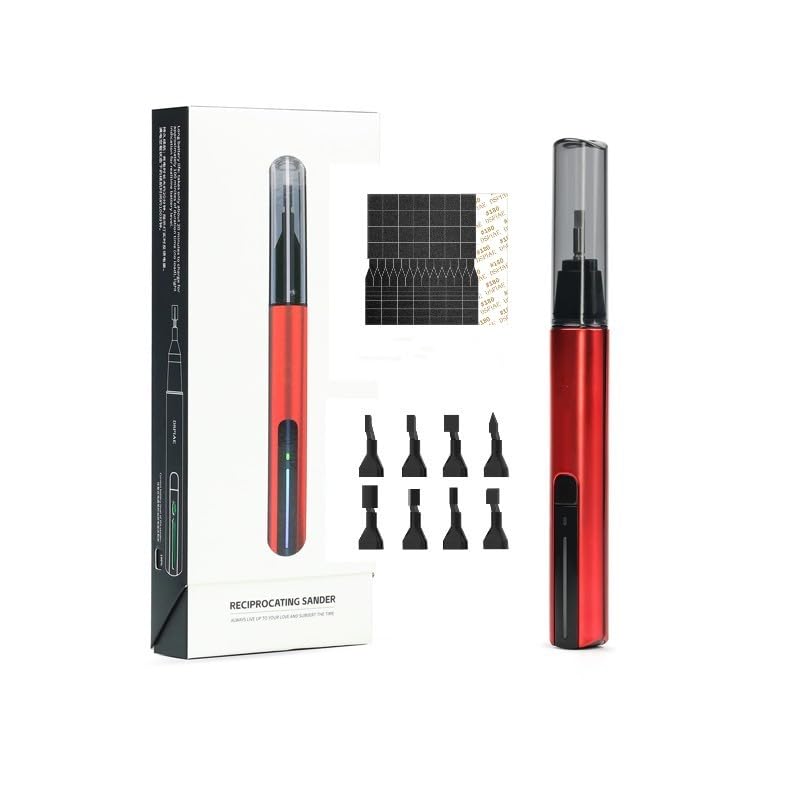 ANSAI Reciprocating Sander,USB Quick Charging Sanding Pen With 8pcs Sanding Head,Self-Adhesive Sandpaper Pre-cut mesh 134pcs (ESA) - Image 1