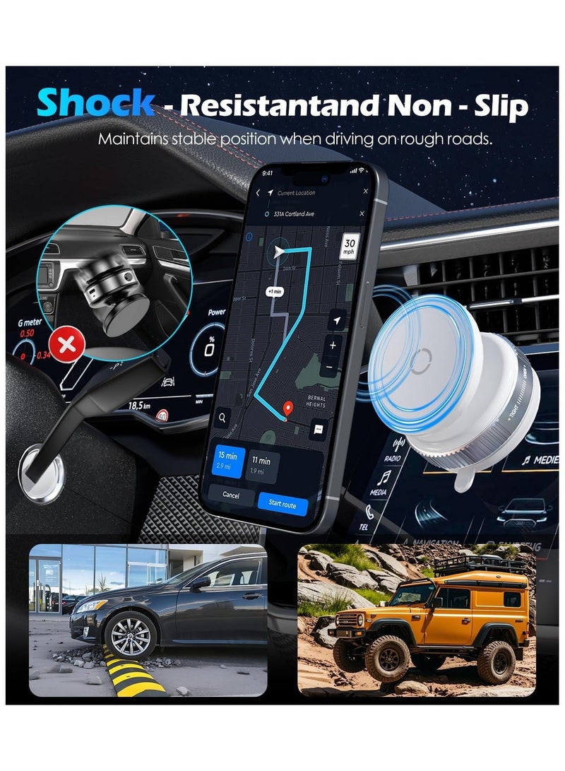 حامل هاتف مغناطيسي – قاعدة دوارة 360 بثبات قوي للسيارة والمكتب والمنزل, بدون لاصق, ابيض - Image 5