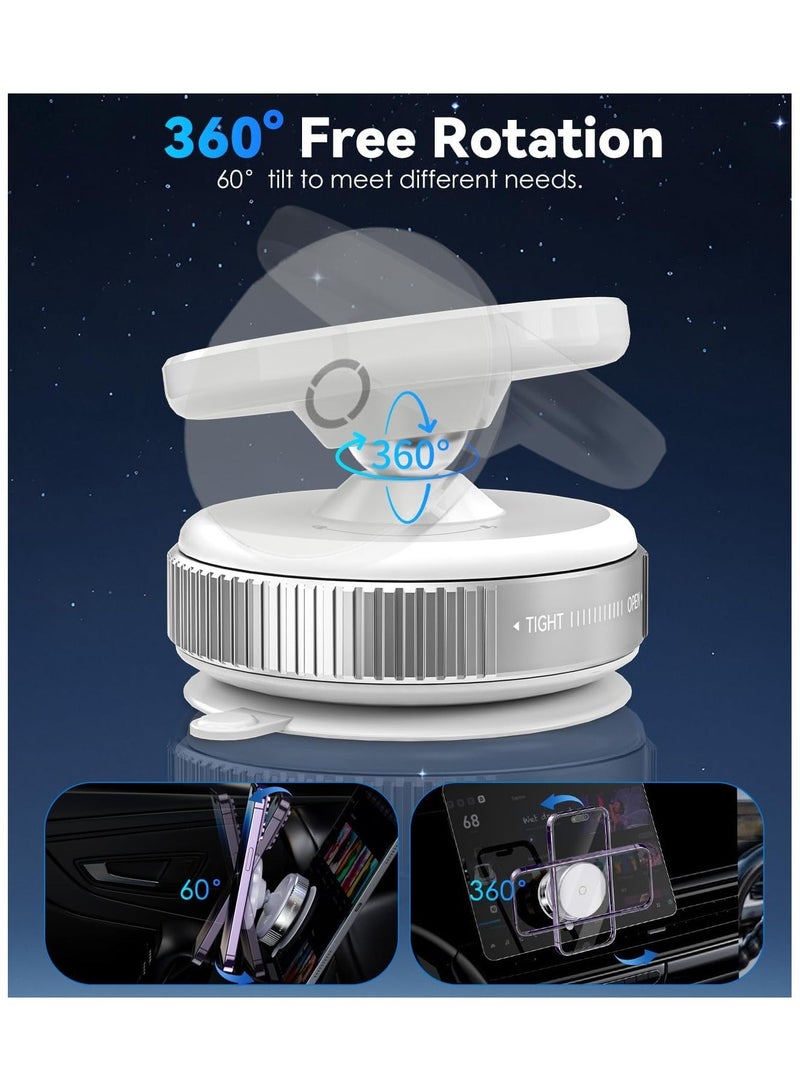 حامل هاتف مغناطيسي – قاعدة دوارة 360 بثبات قوي للسيارة والمكتب والمنزل, بدون لاصق, ابيض - Image 4