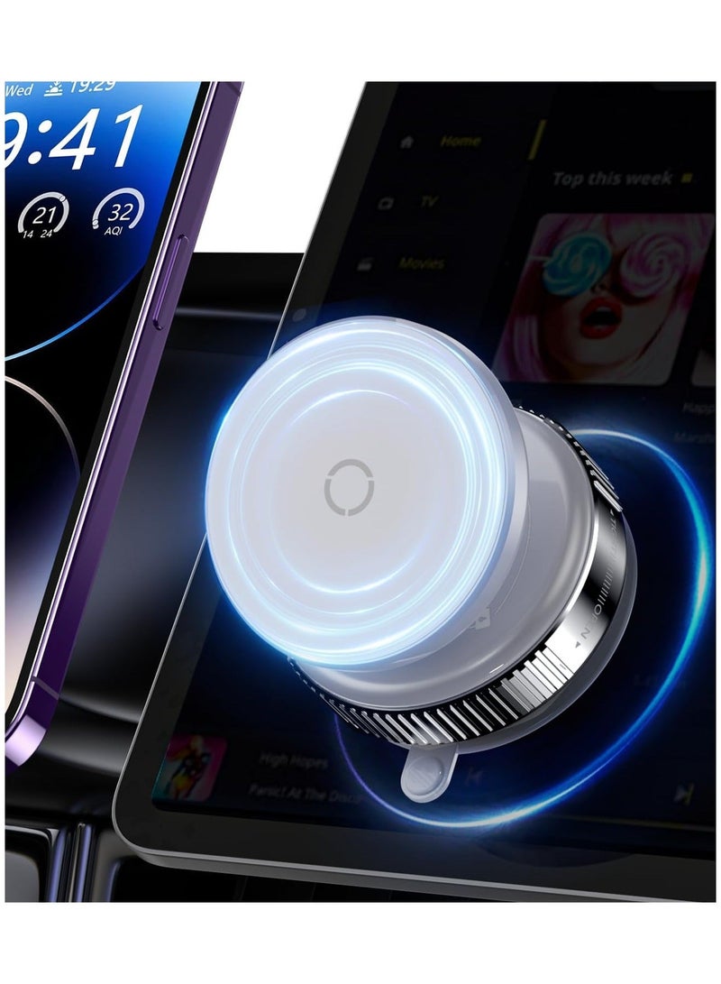 حامل هاتف مغناطيسي – قاعدة دوارة 360 بثبات قوي للسيارة والمكتب والمنزل, بدون لاصق, ابيض - Image 2