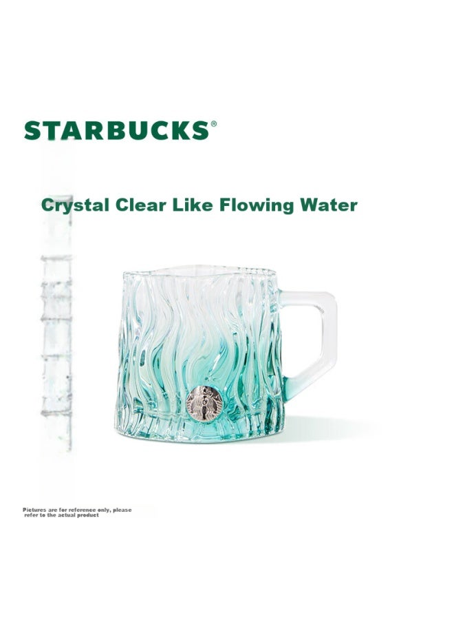 Starbucks Mint Green Embossed Glass Cup, 425ml Coffee Mug, Cold Water Cup, Desktop Water Cup, Women's Qixi Gift - Image 1