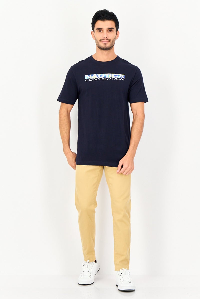 NAUTICA Men Crew Neck Short Sleeve Graphic Print T-Shirt, Navy Blue - Image 3