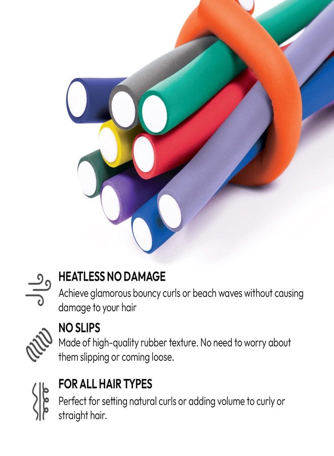 Red by Kiss Flexi Rods 7", 9/16" Diameter - Heatless Hair Curler for 90S Glamorous Bouncy Curls Beach Waves, No Slips, Sleep Styler (6 PCS x 3 PACKS) - Image 4