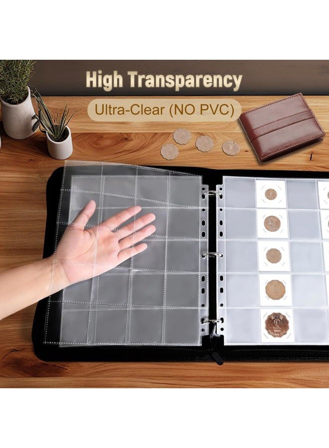 BYSTER Coin Collection Book, 30 Pack 600 Pockets Coin Sleeves, Coin Collection Holder Album, Coin Collection Organizer Storage Box Case (Coin Flips Not Included), Reddish Brown - Image 4