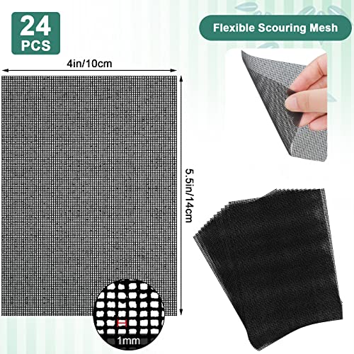 Skyley 24 Pack Flexible Scrubbing Screen Cleaning Mesh for Household 5.5 x 4 Inch Cleaner Toilet Hard Water Ring Remover Scouring Pad Abrasive Grit Cleaning Screen for Remove Carbon, Rust and Scale - Image 4