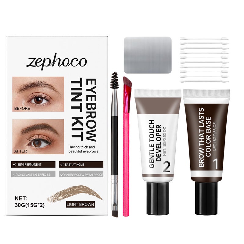 Zephoco Light Brown Eyebrow Cream Set, Gentle Formula, Silky Smooth For Daily Makeup, Color-Rich And Long-Lasting Without Being Overpowering - Image 1
