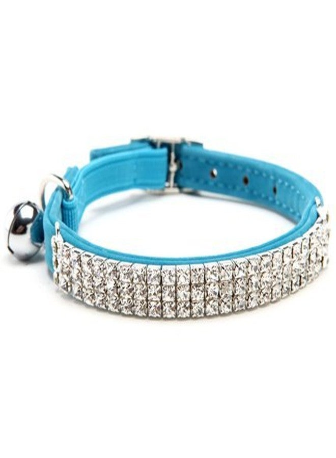 CHUKCHI Soft Velvet Safe Cat Adjustable Collar Bling Diamante with Bells,11 inch for Small Dogs and Cats (Blue) - Image 3