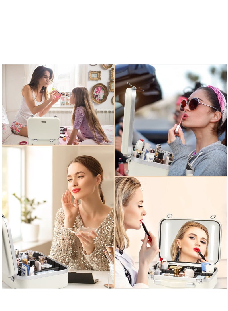 Arabest Makeup Travel Lighted Case with Large LED Light Mirror Coetic Bag Organizer Professional Adjustable Divider Storage, Waterproof Portable Make up Train Box Accessories And Tools Case - Image 5