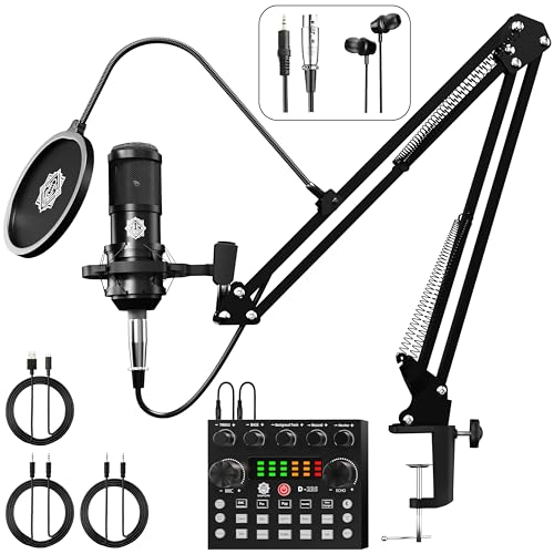 DIGIMORE Condenser Mic for Singing with V8 Sound Card | Condenser Microphone Kit | Voice Changer | Studio Recording Equipments Full Set, Voice Recorder Mic, Karaoke, Gaming, Podcast & Lecture (D-430) - Image 1