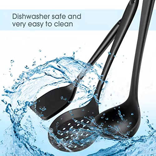 Armrouns Skimmer Slotted Spoon 2PC Set, Heat Resistant 600 °F Slotted ladle Spoons For Kitchen Cooking. (Black & Red) - Image 5