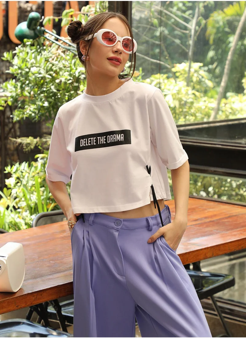 PINACOLADA Women's White Delete The Drama Top With Criss-Cross Detail