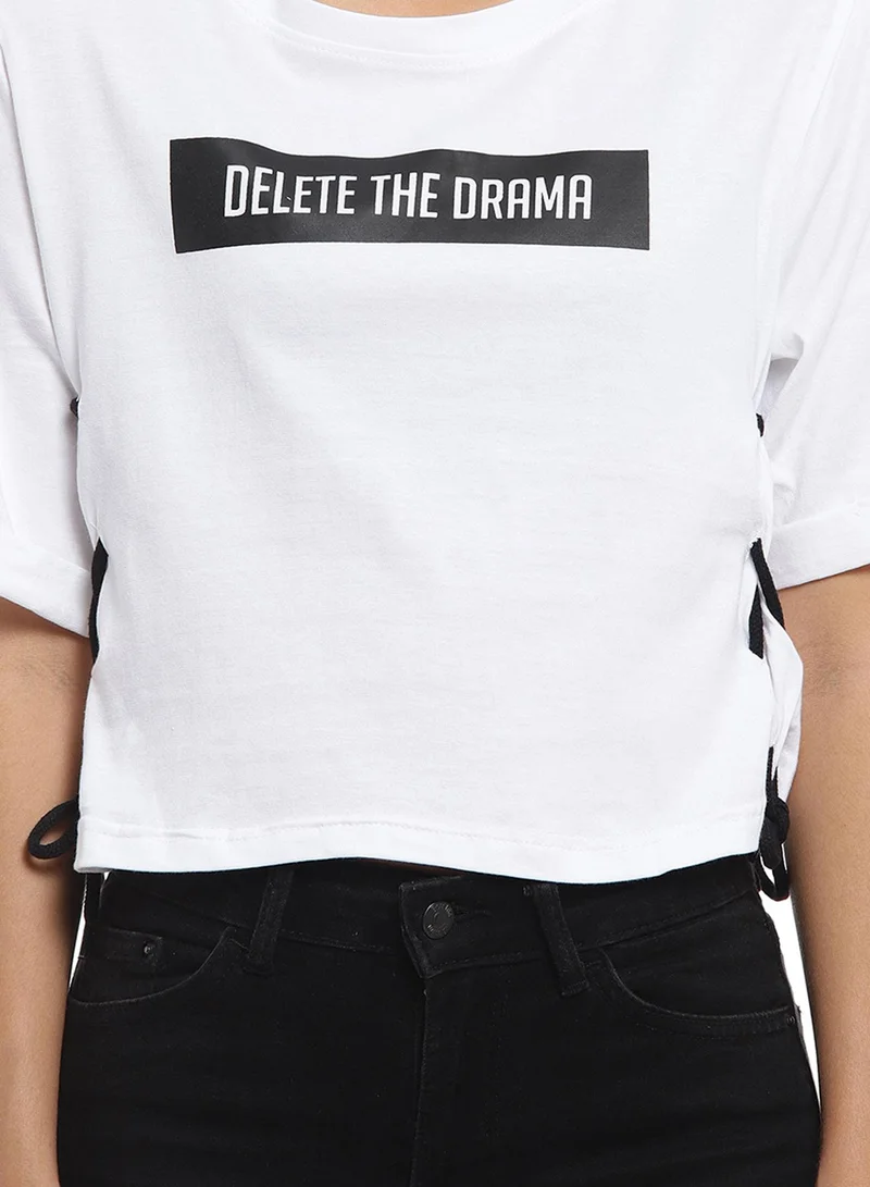PINACOLADA Women's White Delete The Drama Top With Criss-Cross Detail