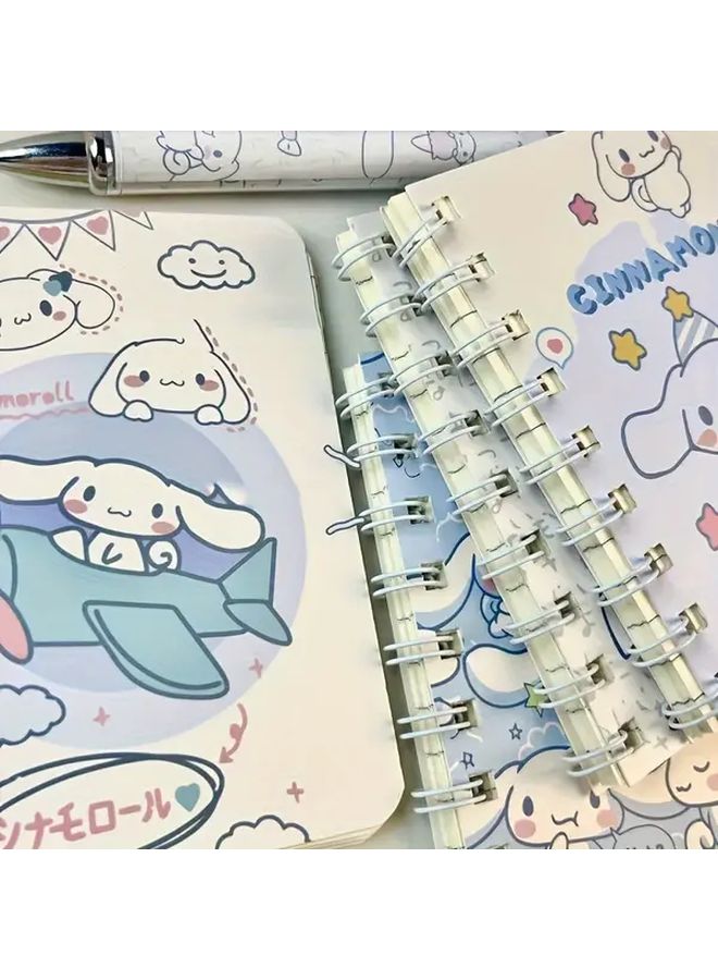 مجموعة Cinnamoroll المكونة من 4 قطع: دفاتر ملاحظات حلزونية A7 مع فواصل وصفحات مربعات - Image 4
