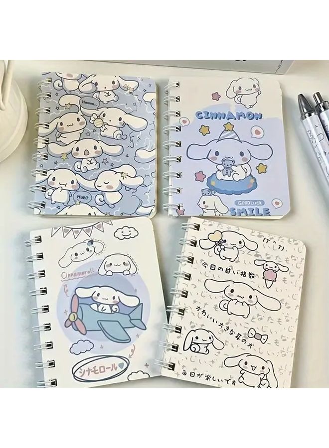 مجموعة Cinnamoroll المكونة من 4 قطع: دفاتر ملاحظات حلزونية A7 مع فواصل وصفحات مربعات - Image 1