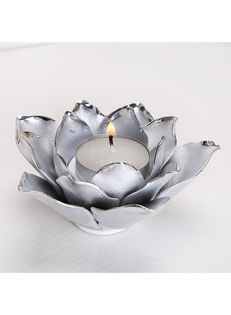 Lotus Shaped Ceramic Home Candlestick Decorations Candlesticks Silver 