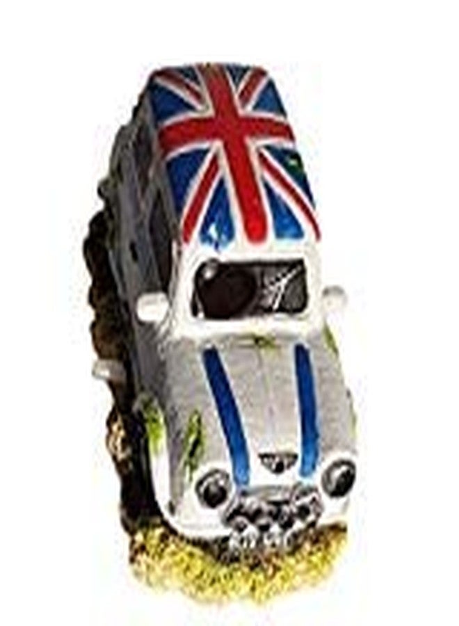 Miniware Mini White Automobile with Union Jack Roof Aquarium Ornament with Bubbler Attachment, 5 Inch Long Car Decor with Air Bubbling, Aerating Fish Tank Decoration (AIr Pump Required, Not Included) - Image 5