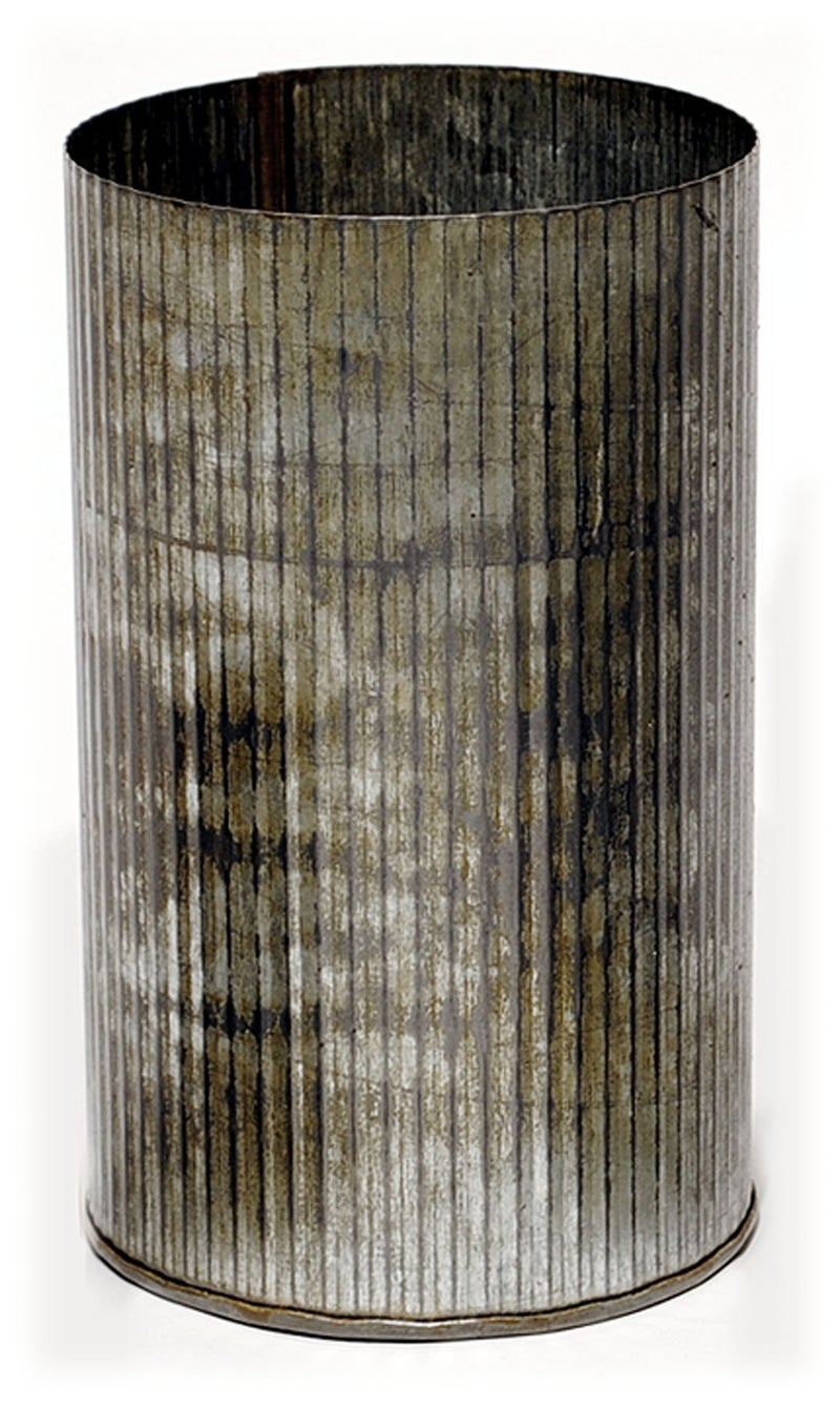 Accent Decor Corrugated 7.25-Inch Zinc Metal Cylinder Pot/Vase  Rustic Finish