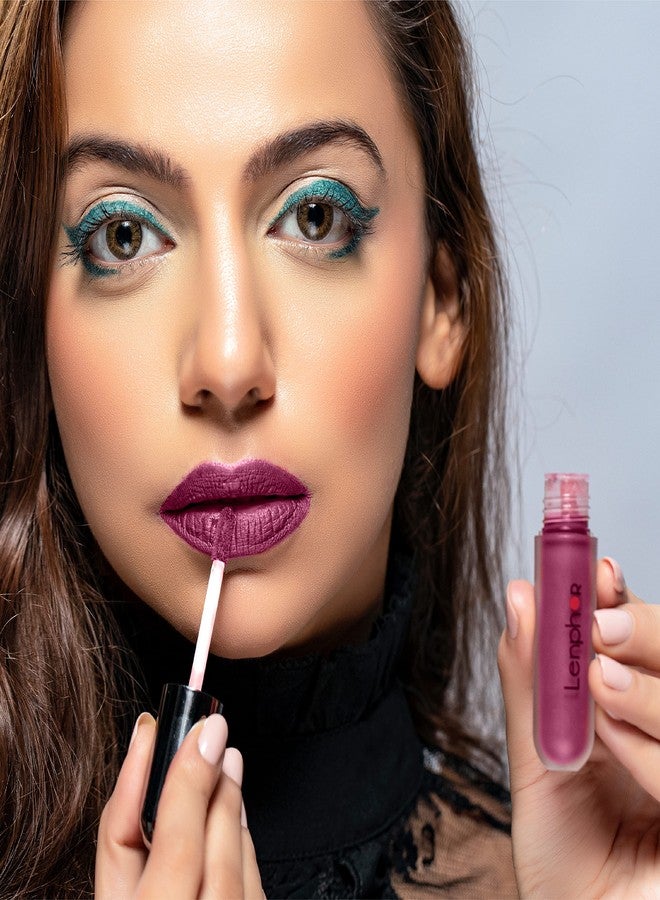 لينفور أحمر شفاه سائل لينفور لاش إت، يدوم طويلاً، مرطب وملمع للشفاه، أحمر شفاه للنساء والفتيات، أحمر شفاه سائل بلمسة نهائية مطفية، لون البرقوق التيرياني 5 غرام - Image 2