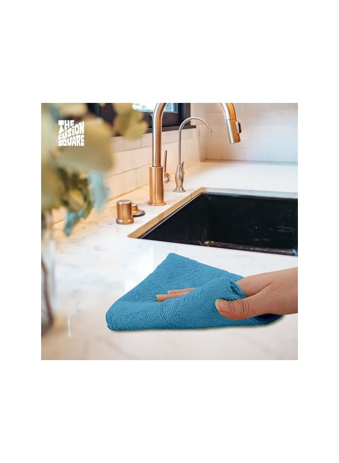 promass Microfiber Towels All Purpose Washable Reusable Cleaning Cloth for Cars, Kitchen, House - Highly Absorbent and Lint-Free Glass Cleaning Rags (10, blue) - Image 3