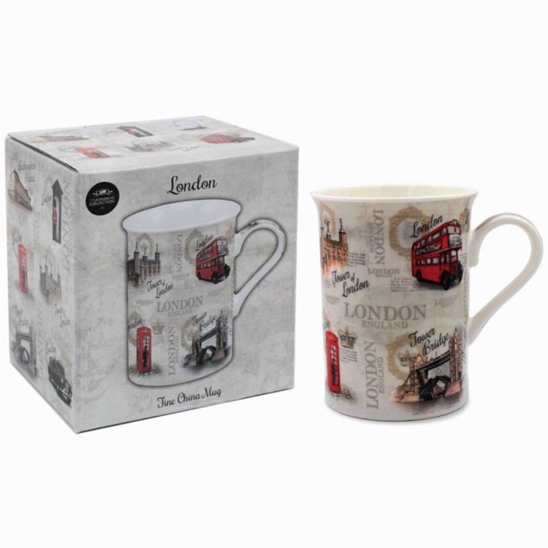 The Leonardo Collection Vintage London Mug for Hot Drinks  Fine China Printed Coffee Cups for Kitchen  Home  Reusable Tea and Coffee Mugs for Every Occasion  All Type of Drinks