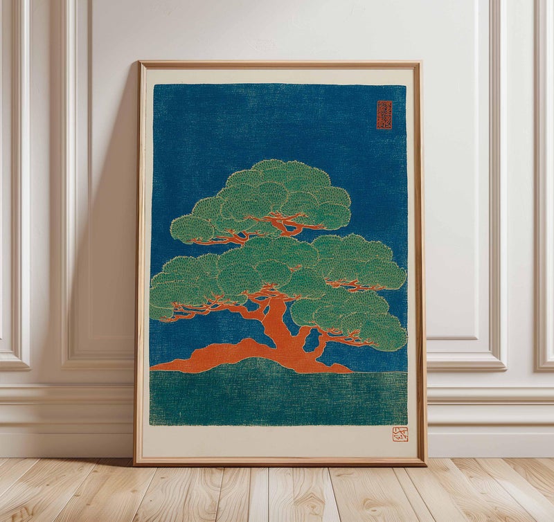 TNESSENTIAL Japanese Tree Wall Art, Vintage Botanical Print, Oriental Decor - Image 1