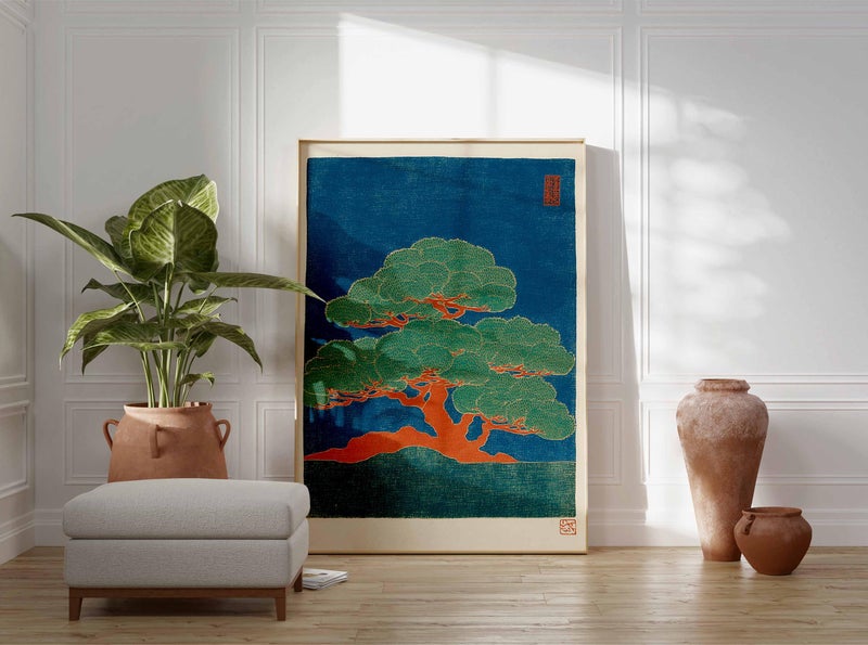 TNESSENTIAL Japanese Tree Wall Art, Vintage Botanical Print, Oriental Decor - Image 2