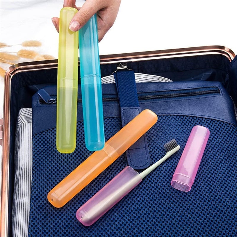 Glitzn Travelling Toothbrush Holder | Portable Hiking Camping Travel Toothbrush & Toothpaste Holder Bathroom Organizer (Multi Colour) (Pack of 4) - Image 2