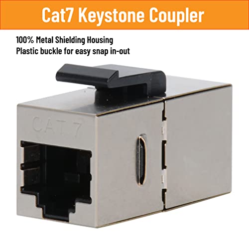 YOEMELY RJ45 Wall Plate 2 Port, Cat7 Keystone Jack Wall Plate White, Metal Shielded Cat 7 Coupler, female to female, with 1-Gang Low Voltage Mounting Bracket for in Wall cables Wiring - Image 3