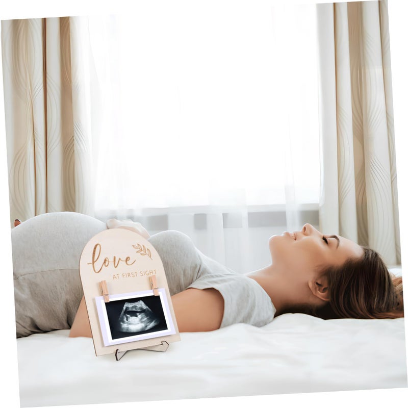 Wooden Sonogram Picture Frame with Stand and Clips for Nursery Decor and Baby Shower - Image 4
