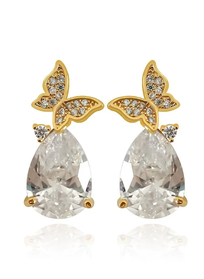 Take Two  Take Two Butterfly Decor Embellished Drop Earrings for Women | Best Price UAE