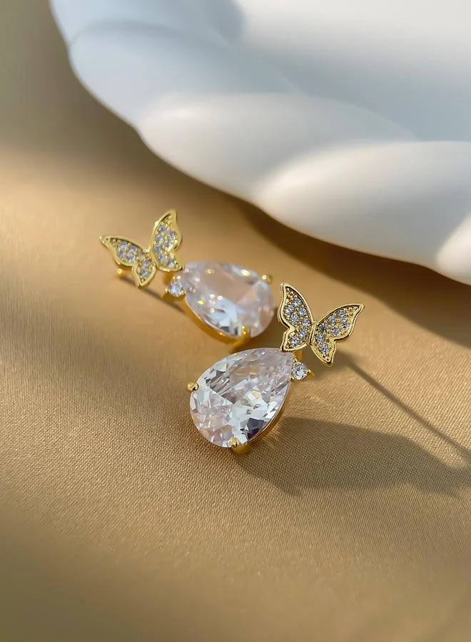 Take Two  Take Two Butterfly Decor Embellished Drop Earrings for Women | Best Price UAE