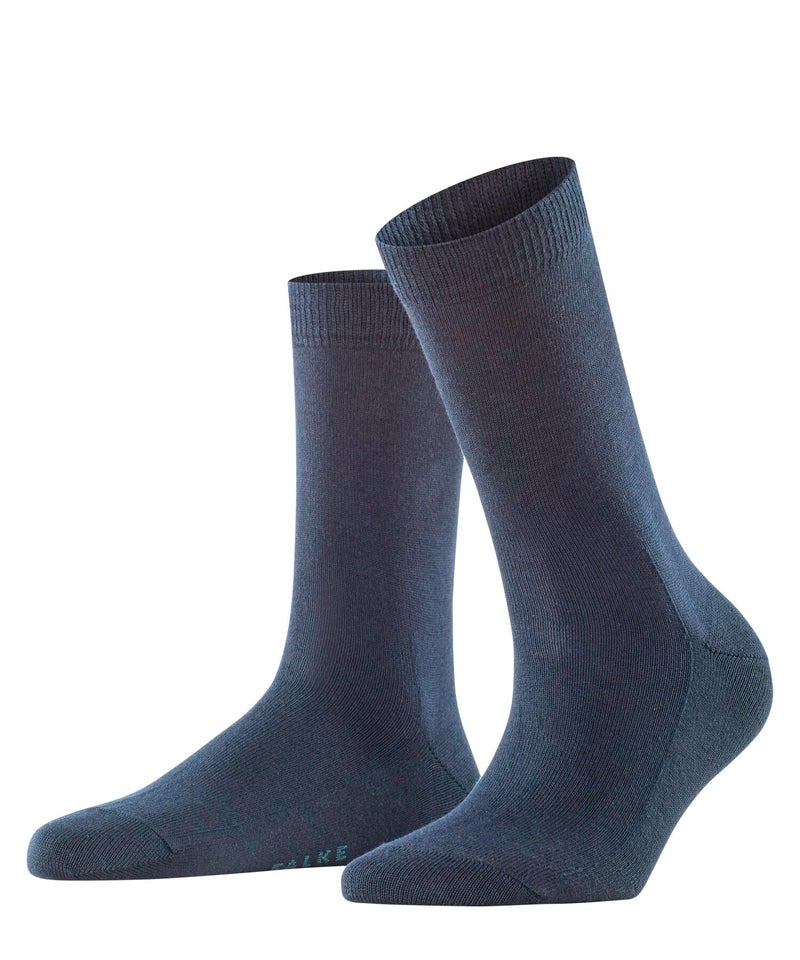 FALKE Women's Softmerino Socks, Light, Merino Wool Cotton, Crew Length, Classic Trouser Socks, Trendy Work Clothing, Blue (Dark Navy 6379), 9.5-10.5, 1 Pair - Image 1