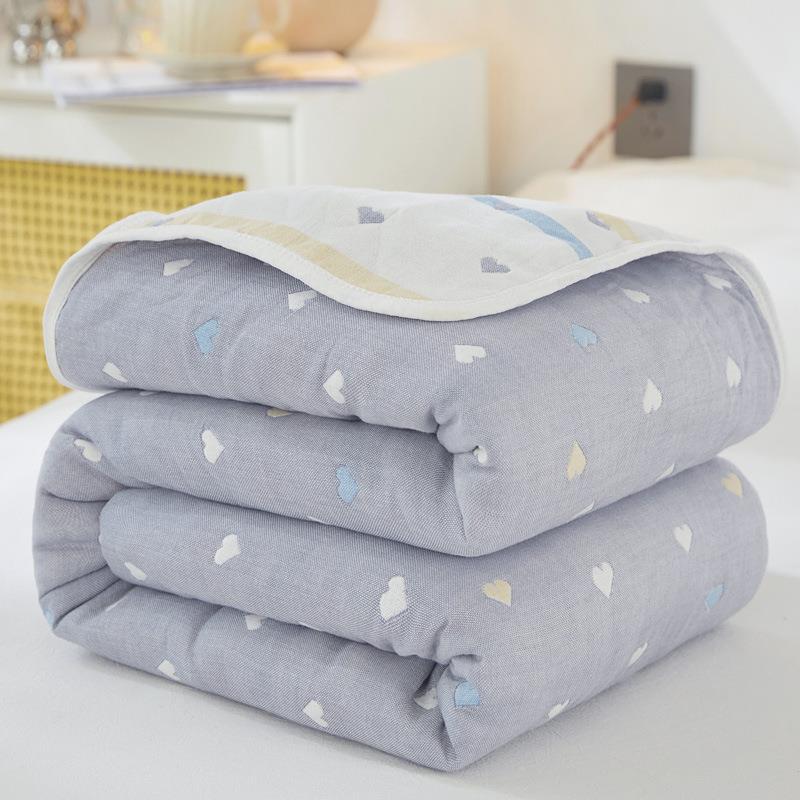 100% Cotton Lightweight Summer Baby Blanket small heart gray) 