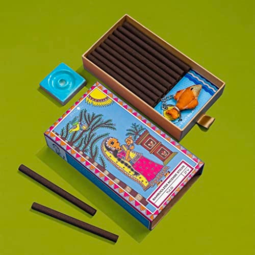 PHOOL LUXURY INCENSE عود فخامة فحم خالي من البامبو | أعواد دهوب تولسي (ريحان مقدس) للصلاة، التأمل والأرتي | عود طبيعي خالي من المواد الكيميائية ودخان | حامل دهوب مجاني - Image 2