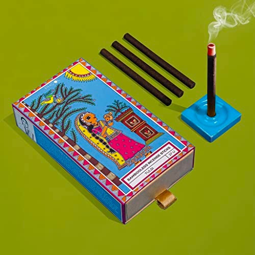 PHOOL LUXURY INCENSE عود فخامة فحم خالي من البامبو | أعواد دهوب تولسي (ريحان مقدس) للصلاة، التأمل والأرتي | عود طبيعي خالي من المواد الكيميائية ودخان | حامل دهوب مجاني - Image 5