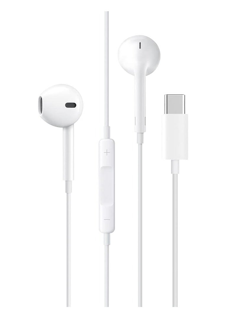 ELTRAZONE "In-Ear Earphones with Type-C Connector – Compatible with All Type-C Phones, Melody T+, EA130, 1.2M, White" - Image 1