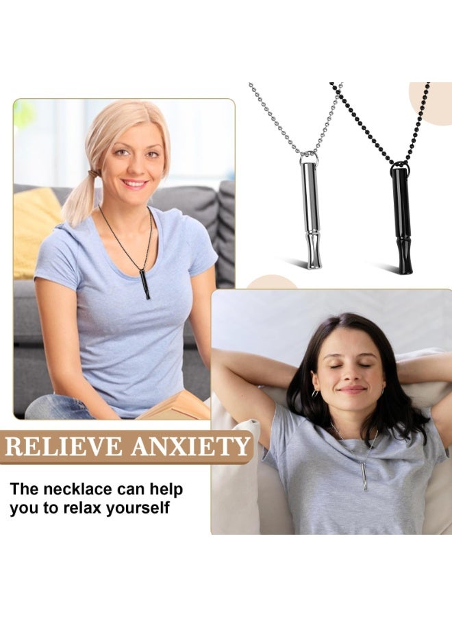 كوفوز 2 جهاز كمبيوتر شخصي قلادة الإغاثة من القلق قلادة الإغاثة من الإجهاد المحمولة قلادة واعية مجموعة قلادة التنفس الفولاذ الفولاذ المقاوم للصدأ قلادة الصفارة للرجال النساء التأمل الإغاثة من القلق - Image 3