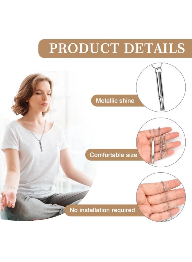 كوفوز 2 جهاز كمبيوتر شخصي قلادة الإغاثة من القلق قلادة الإغاثة من الإجهاد المحمولة قلادة واعية مجموعة قلادة التنفس الفولاذ الفولاذ المقاوم للصدأ قلادة الصفارة للرجال النساء التأمل الإغاثة من القلق - Image 4