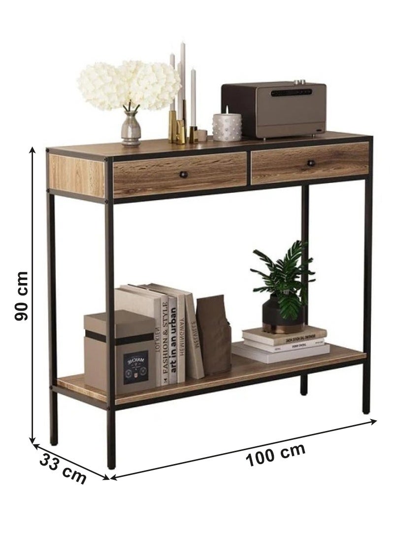إيه جي دي طاولة مدخل جانبية مع درجين ورف سفلي بتصميم عصري 100X33X90سم - Image 5