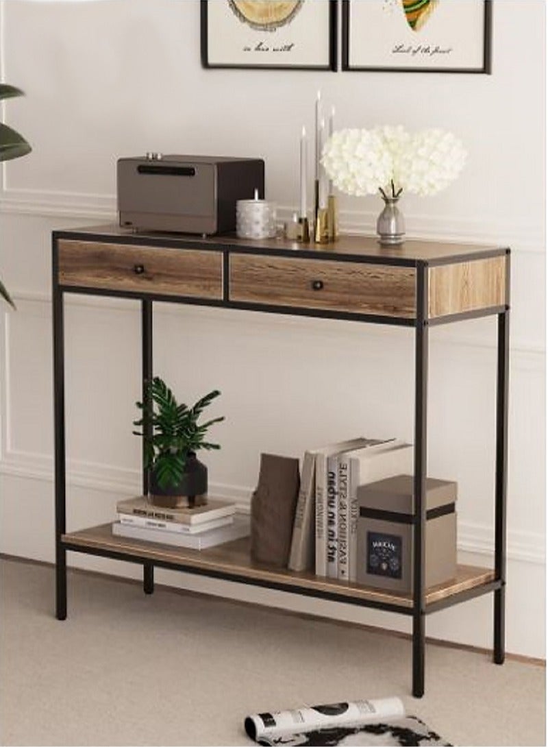 إيه جي دي طاولة مدخل جانبية مع درجين ورف سفلي بتصميم عصري 100X33X90سم - Image 2